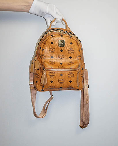 Mini Stark Backpack, &pound;350, Handbags, Tan, Canvas, Front view